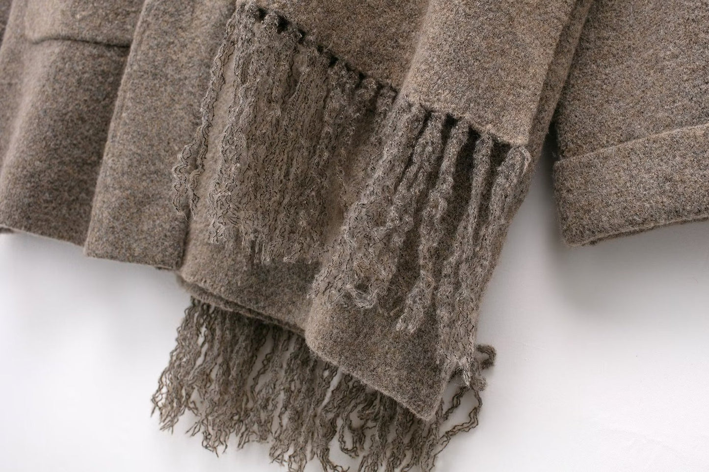 Women's Scarf Cape Midi Knitted Woolen Coat