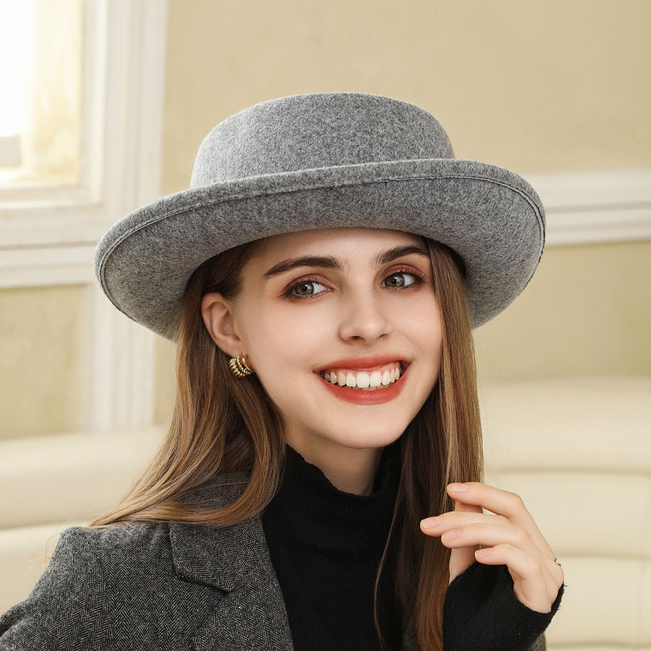 Vintage Bow Flat Top Hat – British Retro Autumn/Winter Fashion