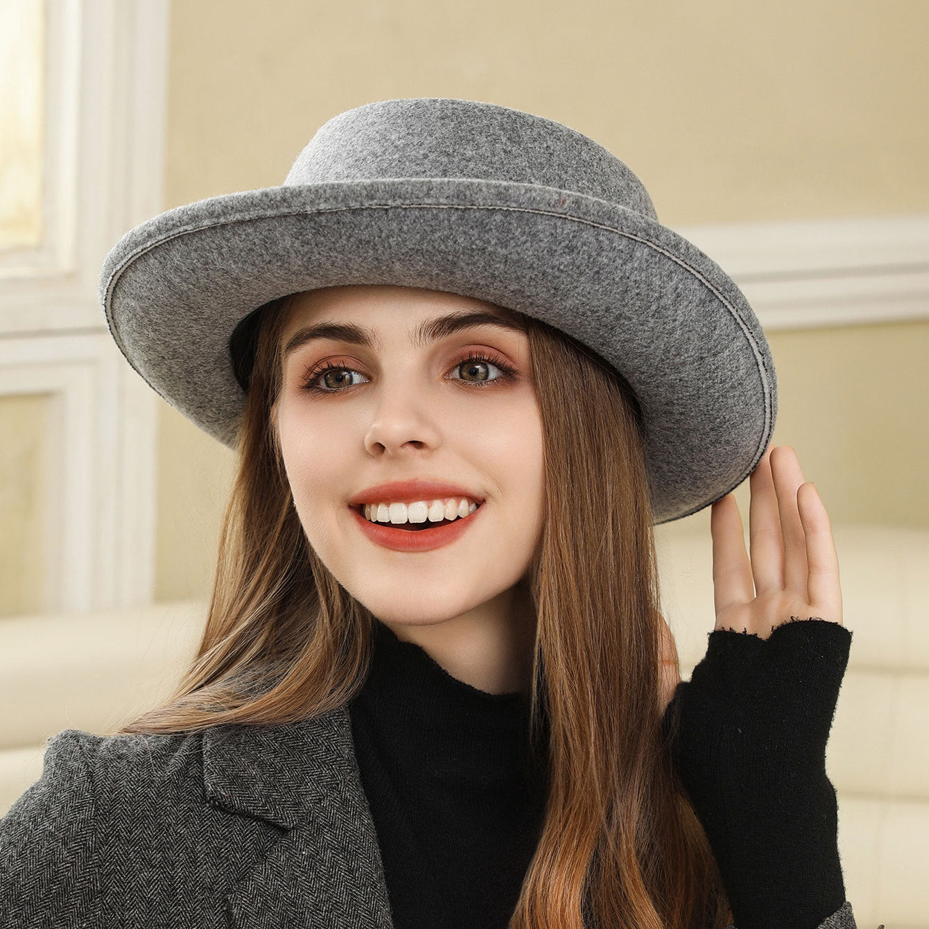 Vintage Bow Flat Top Hat – British Retro Autumn/Winter Fashion