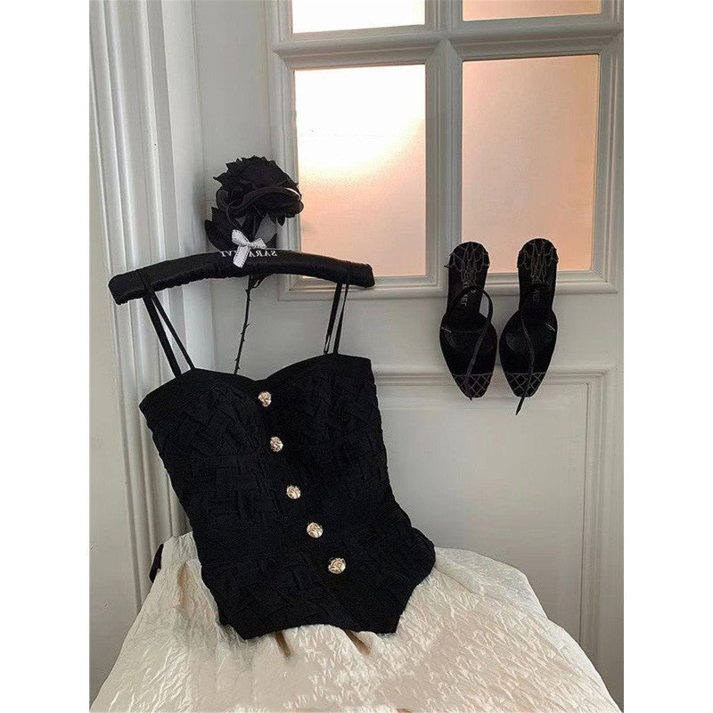 Chic Design Niche Sling Tops - Fashion Ladies Sleeveless Straight Cut Tops
