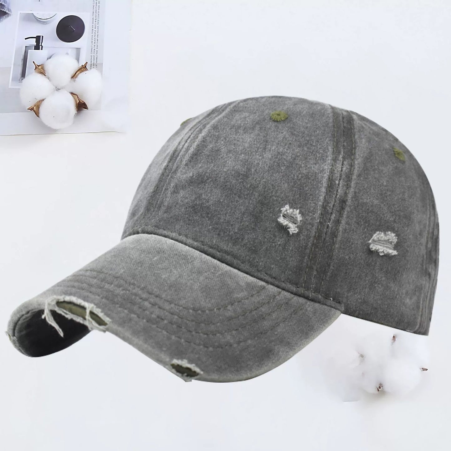 Cotton Embroidered Baseball Cap with Adjustable Strap