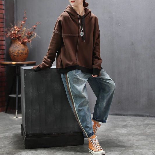 Artsy Side Striped Patchwork Jeans – Casual Cotton Denim