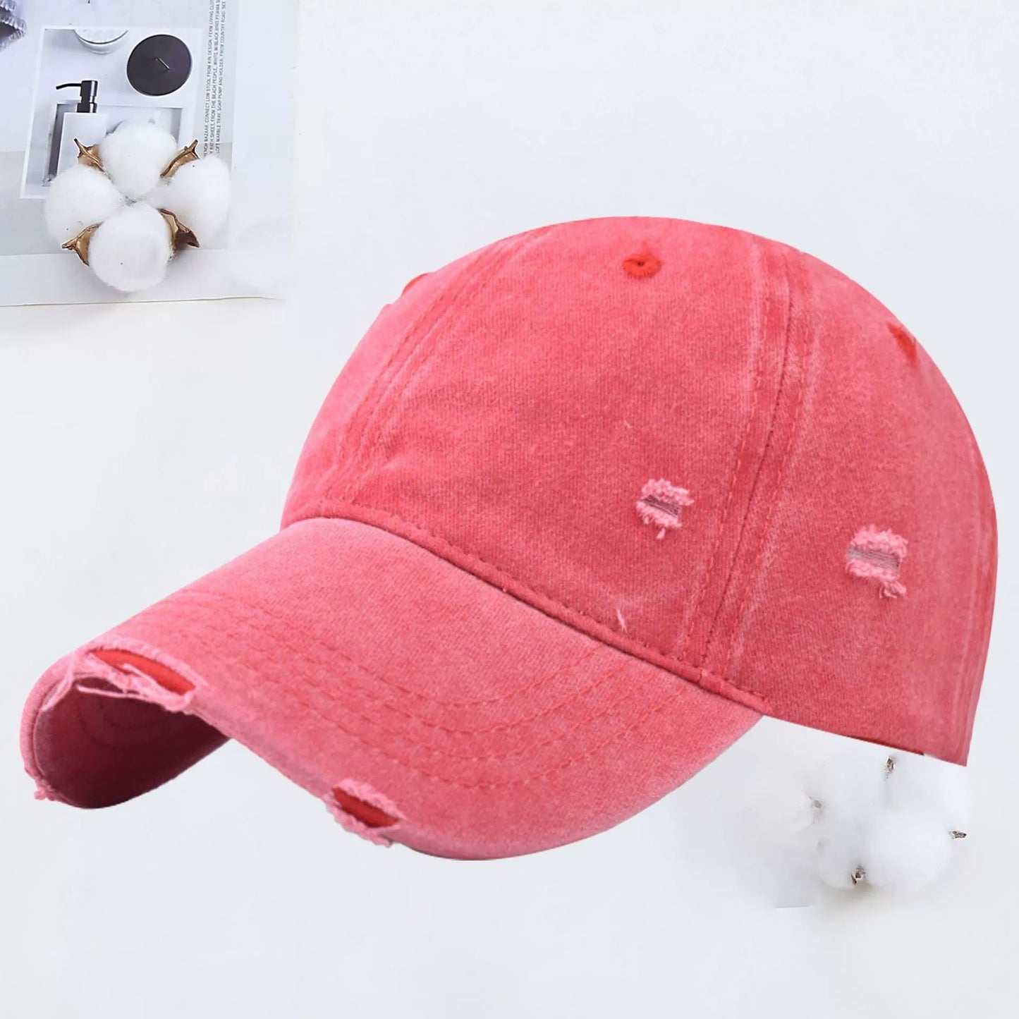 Cotton Embroidered Baseball Cap with Adjustable Strap