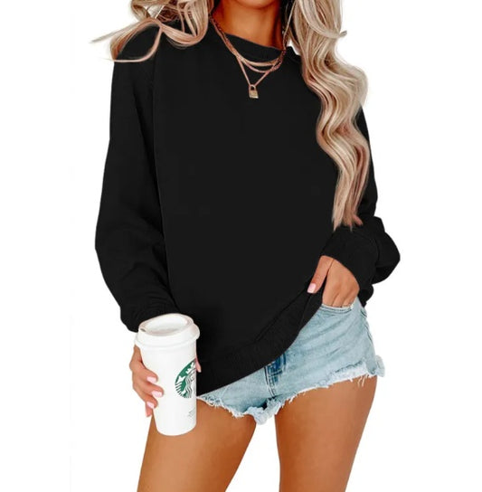 Solid Color Crew Neck Hoodie – Long Sleeve Casual Pullover Sweatshirt (Unisex)